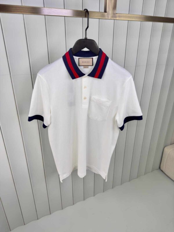 GUCCI Cotton piquet polo with Web collar - Image 3