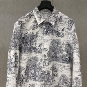 Dior Men's Long Sleeve Button Down Shirt with Floral Print