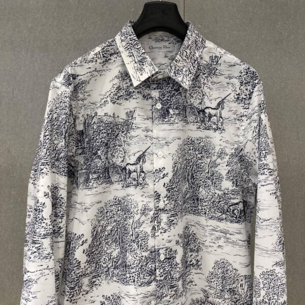 Dior Men's Long Sleeve Button Down Shirt with Floral Print