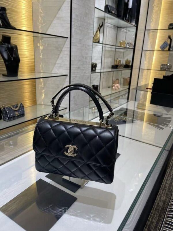 Chanel Black Quilted Caviar Small Coco Top Handle Flap Bag - Image 6