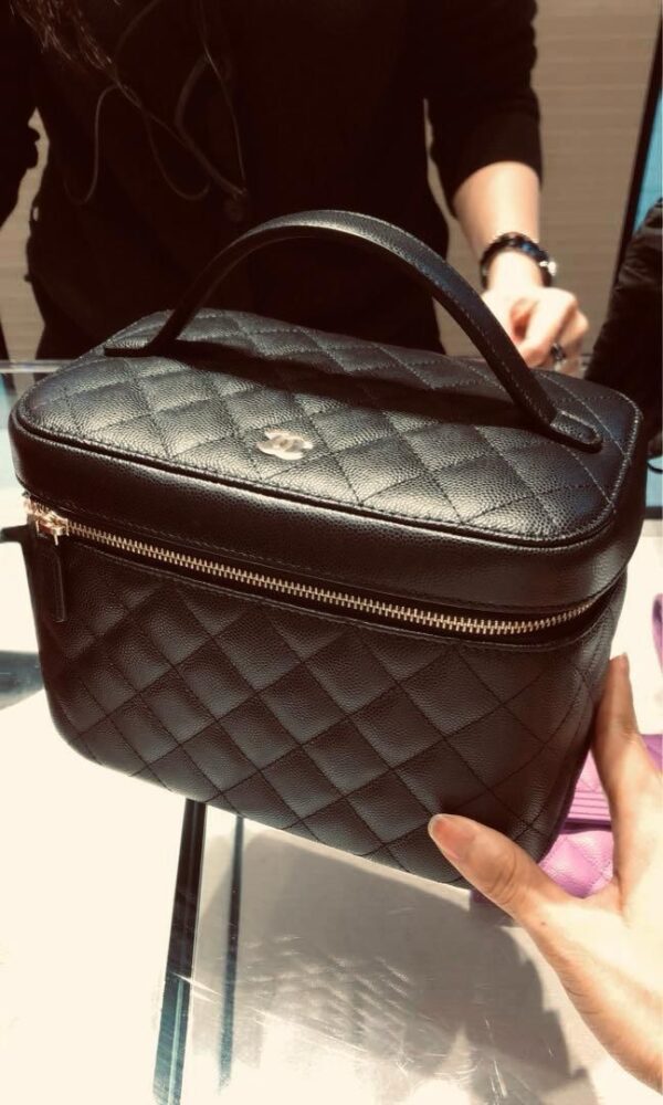 Chanel Black Quilted Caviar Small Coco Top Handle Flap Bag - Image 8