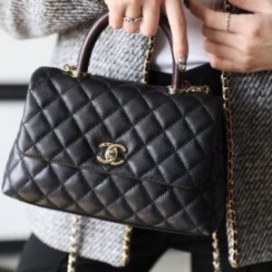 Chanel Black Quilted Caviar Small Coco Top Handle Flap Bag