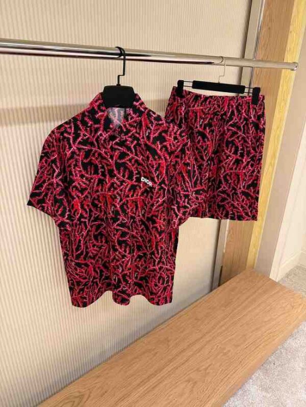 Dior Italic Short-Sleeved Shirt Black and Red - Image 3