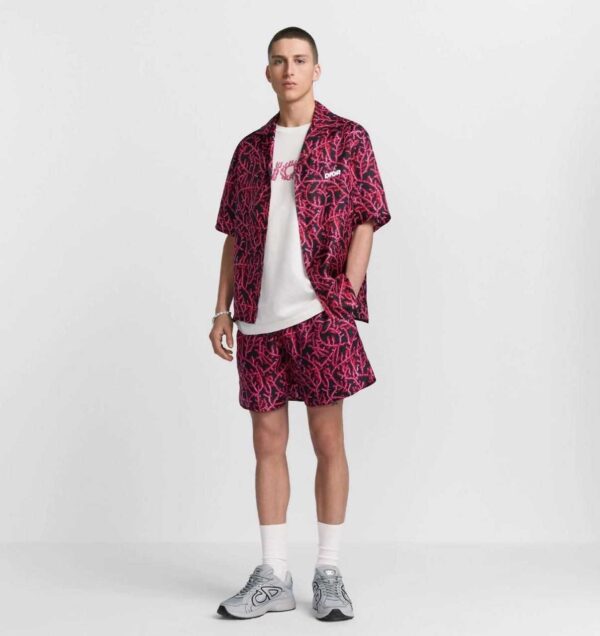 Dior Italic Short-Sleeved Shirt Black and Red