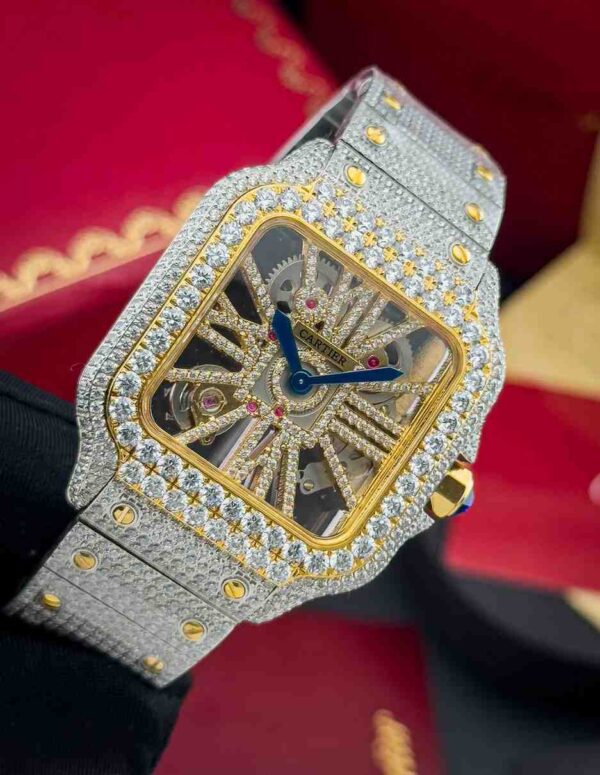 Iced Out Cartier Skeleton Diamond Watch - Image 5