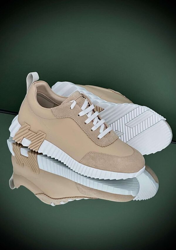 Hermes Beige Suede Bouncing Sneakers - Image 3