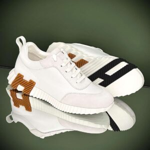 Hermes Beige Suede Bouncing Sneakers