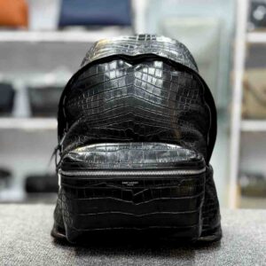 Saint Laurent City Crocodile-effect Backpack - Black