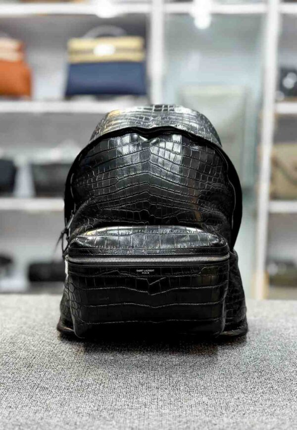 Saint Laurent City Crocodile-effect Backpack - Black