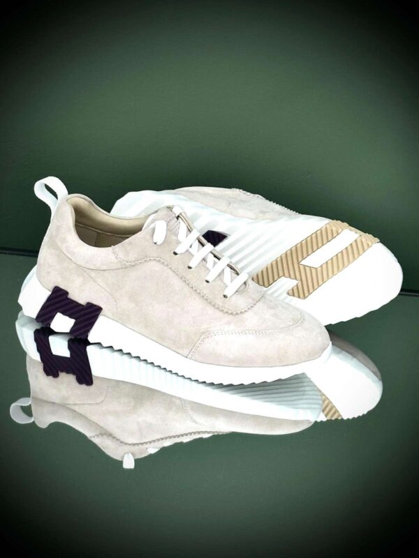 Hermes Beige Suede Bouncing Sneakers - Image 5
