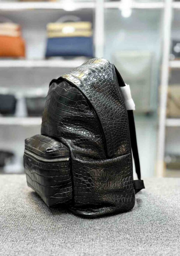 Saint Laurent City Crocodile-effect Backpack - Black - Image 2