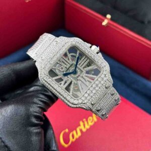 Iced Out Cartier Skeleton Diamond Watch