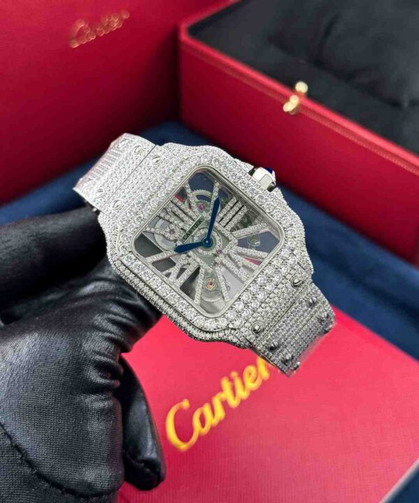 Iced Out Cartier Skeleton Diamond Watch