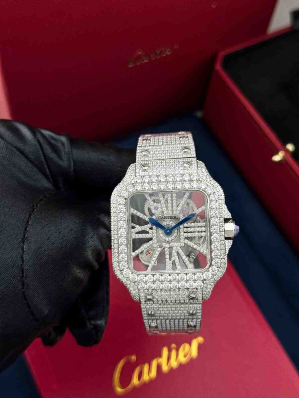 Iced Out Cartier Skeleton Diamond Watch - Image 3