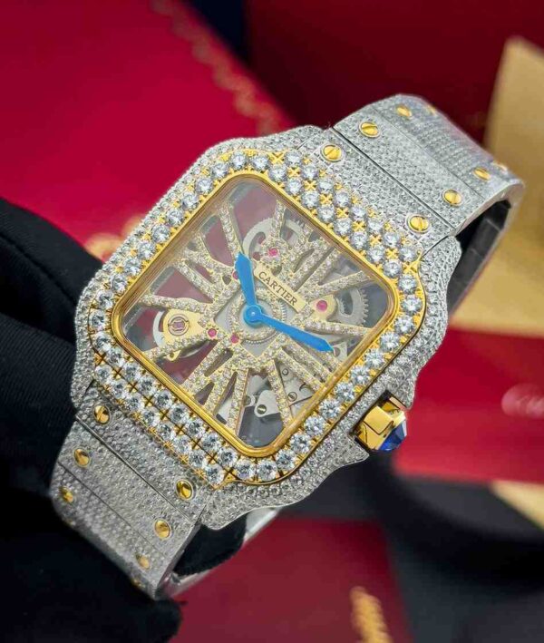 Iced Out Cartier Skeleton Diamond Watch - Image 4