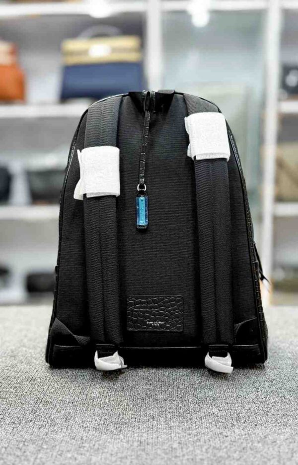 Saint Laurent City Crocodile-effect Backpack - Black - Image 3