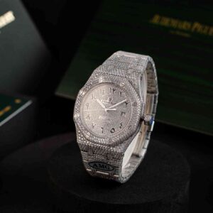 Iced out Audemars Piguet Royal Oak Chrono Arabic Dial
