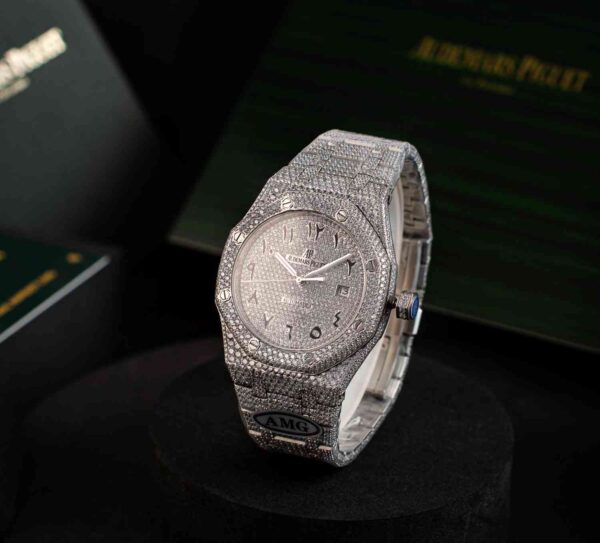 Iced out Audemars Piguet Royal Oak Chrono Arabic Dial